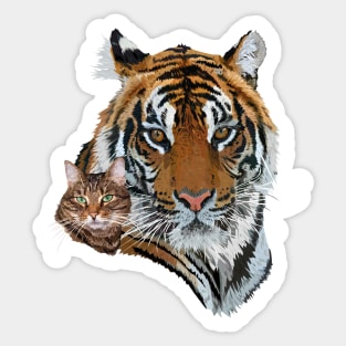 Bengal tiger and cat Sticker